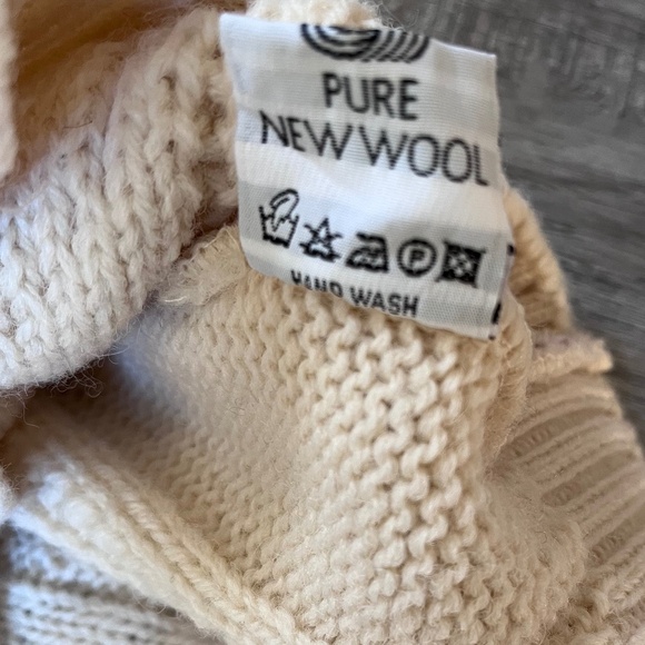 Blarney Woolen Mills Pure New Wool Knit Cream Sweater Cardigan, Size Medium - Picture 5 of 11